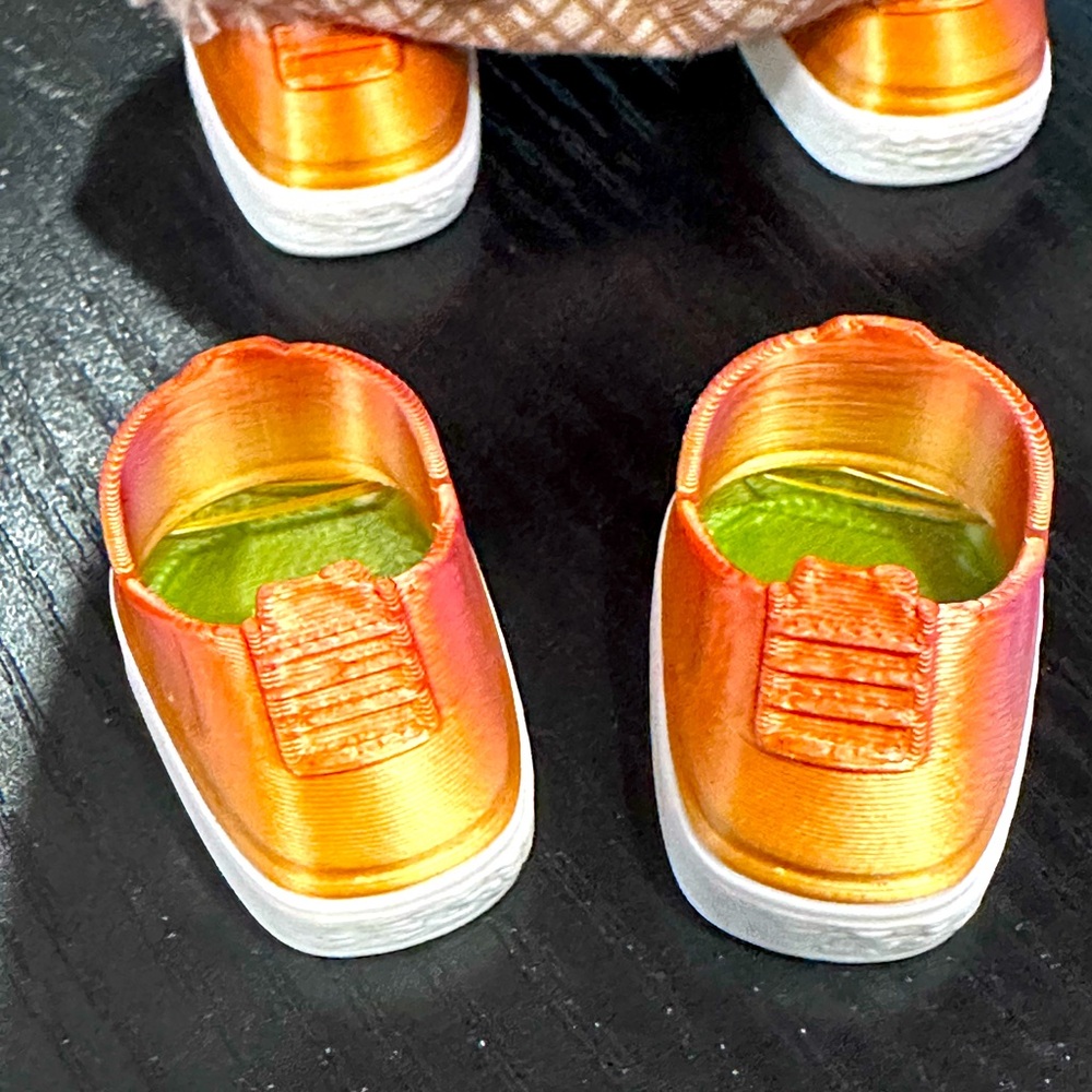 Labubu 3D printed orange/copper shoes - 1 pair